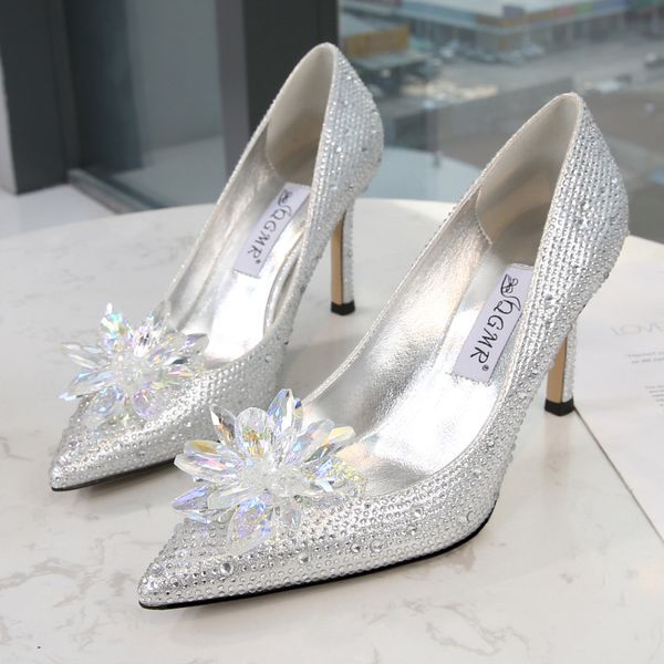 crystal shoes high heel banquet women's shoes 2020 large size rhinestone princess wedding silver thin heel single, Black
crystal shoes high heel banquet women's shoes 2020 large size rhinestone princess wedding silver thin heel single, Black