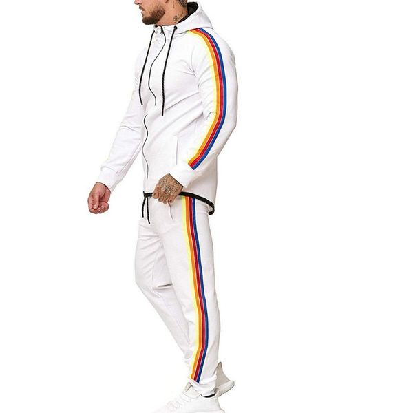 2020 autumn men set fashion striped patchwork hoodie sweatshirts+sweatpants suit male casual drawstring zipper joggers tracksuit, Gray
2020 autumn men set fashion striped patchwork hoodie sweatshirts+sweatpants suit male casual drawstring zipper joggers tracksuit, Gray