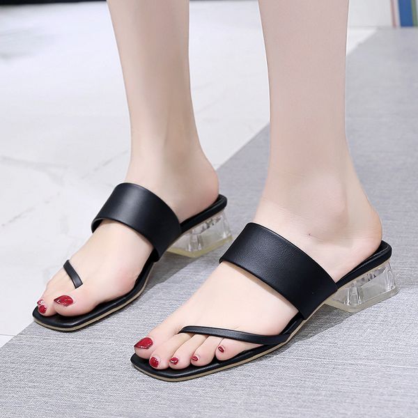 women solid color square head slippers woman leather casual beach shoes dropshipping clear thick heels clip toe flip flops, Black
women solid color square head slippers woman leather casual beach shoes dropshipping clear thick heels clip toe flip flops, Black