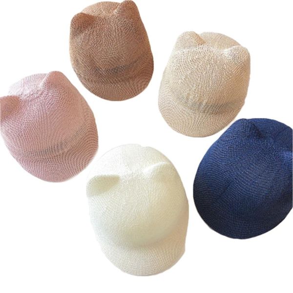 children outdoor sun protection hat summer boys girls solid cute cat ear cap baby hollow breathable travel vacation straw hat, Blue;gray
children outdoor sun protection hat summer boys girls solid cute cat ear cap baby hollow breathable travel vacation straw hat, Blue;gray