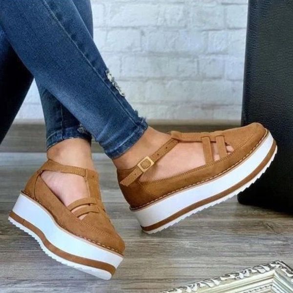 women's sandals summer comfortable large size thick bottom increased casual fashion hollow round head casual sandals, Black
women's sandals summer comfortable large size thick bottom increased casual fashion hollow round head casual sandals, Black