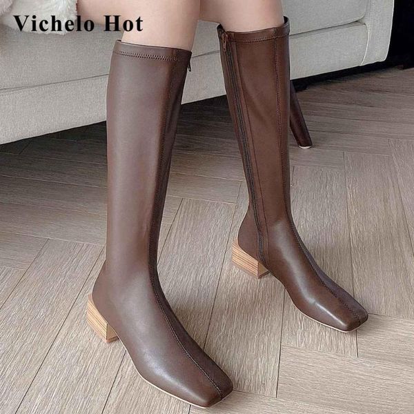 vichelo equestrian boots classic colors mature stretch square toe thick med heel zipper beauty lady cozy knee high boots l18, Black
vichelo equestrian boots classic colors mature stretch square toe thick med heel zipper beauty lady cozy knee high boots l18, Black