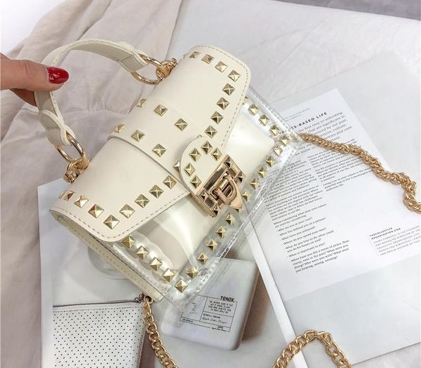 Small clear Brand Designer Woman New Fashion Messenger Bag Chains Shoulder Bag Female Rivets Transparent Square PUok
Small clear Brand Designer Woman New Fashion Messenger Bag Chains Shoulder Bag Female Rivets Transparent Square PUok