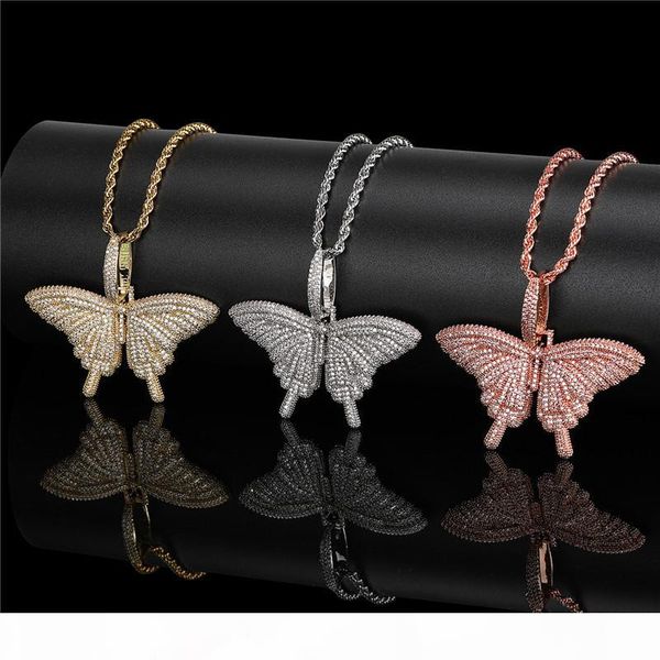 3 цвета варианты позолоченные bling cz ожерелье бабочки кулон с 24inch веревочки цепи для мужчин женщин, Silver
3 цвета варианты позолоченные bling cz ожерелье бабочки кулон с 24inch веревочки цепи для мужчин женщин, Silver
