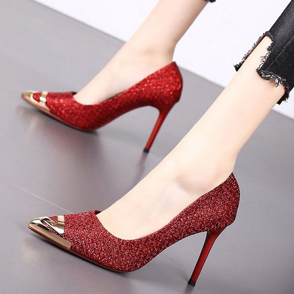 rimocy metal pointed toe thin heels pumps women gold red slip on ladies party wedding shoes fashion sequins single shoes, Black
rimocy metal pointed toe thin heels pumps women gold red slip on ladies party wedding shoes fashion sequins single shoes, Black