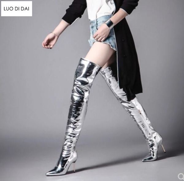 2020 autumn new women thigh high boots mirror leather over knee high booties sliver leather mujer botas party shoes zip up boots, Black
2020 autumn new women thigh high boots mirror leather over knee high booties sliver leather mujer botas party shoes zip up boots, Black