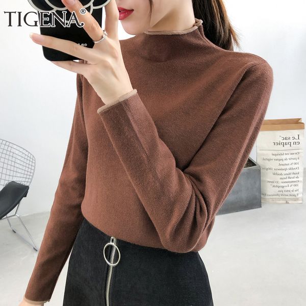tigena soft bottoming turtleneck sweater women 2020 autumn winter long sleeve knitted pullover jumper female knitwear green pink, White;black
tigena soft bottoming turtleneck sweater women 2020 autumn winter long sleeve knitted pullover jumper female knitwear green pink, White;black