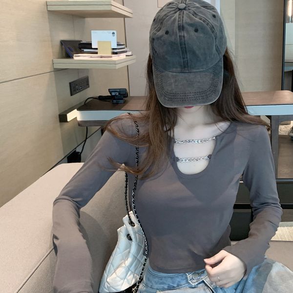 c hollow out off-shoulder chain t-shirt female 2020 autumn new style slimming slim fit shirt, White
c hollow out off-shoulder chain t-shirt female 2020 autumn new style slimming slim fit shirt, White