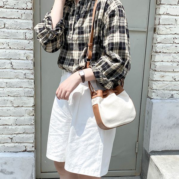 2020 new casual fashion messenger bag pull-belt shoulder bucket bag