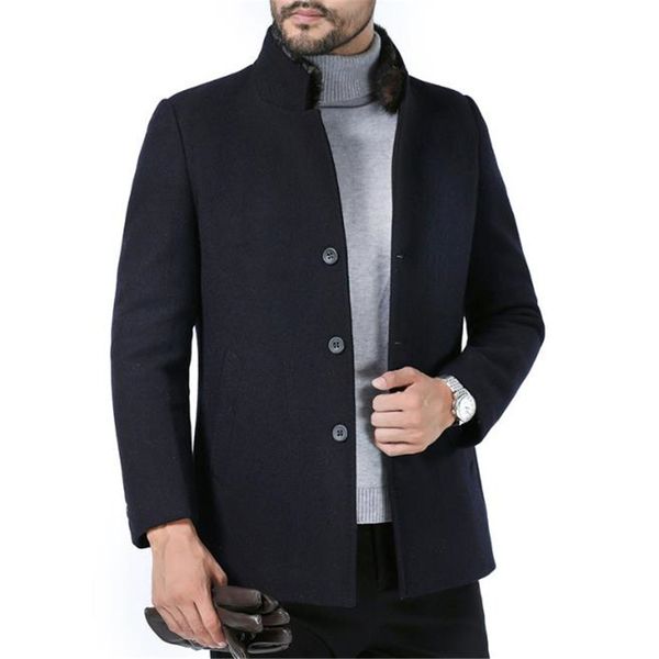 mens blends designer stand collar long sleeve slim single breasted coats casual winter wool thick homme outerwear, Black
mens blends designer stand collar long sleeve slim single breasted coats casual winter wool thick homme outerwear, Black