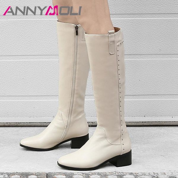 annymoli rivet real leather mid heel boots lady knee-high boots women shoes round toe thick heels zip long winter gray 40, Black
annymoli rivet real leather mid heel boots lady knee-high boots women shoes round toe thick heels zip long winter gray 40, Black
