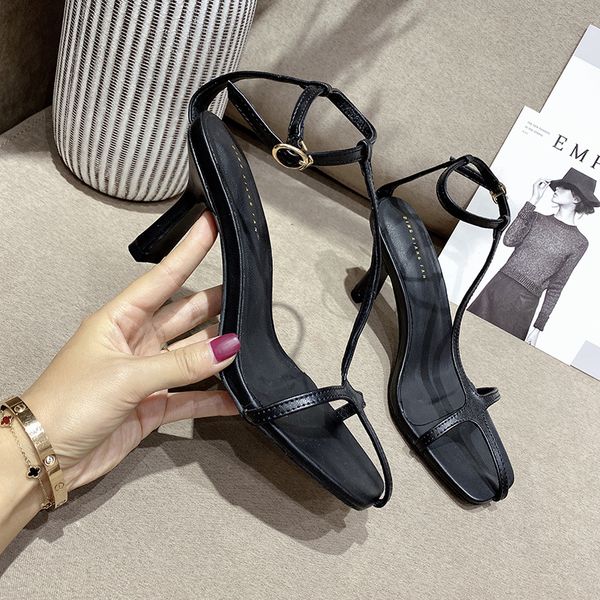 summer show 2020 simple thin belt high heel sandals square head t-belt shoes, Black
summer show 2020 simple thin belt high heel sandals square head t-belt shoes, Black