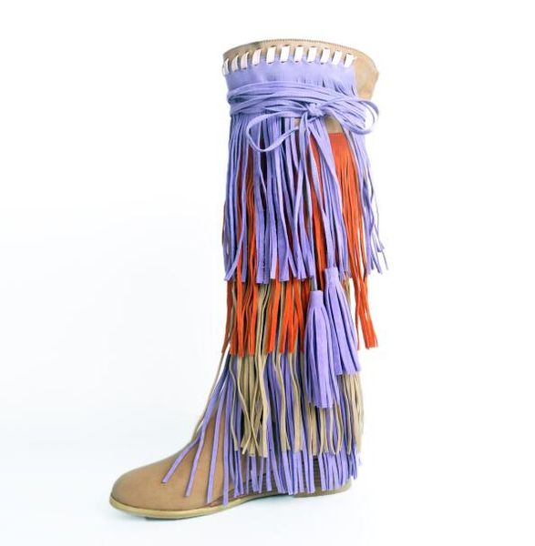 wedges tassel long boots cross strap middle heel round toe winter woman shoes knee high leather runway street ladie fringe boots, Black
wedges tassel long boots cross strap middle heel round toe winter woman shoes knee high leather runway street ladie fringe boots, Black