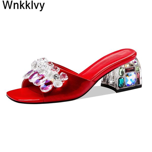 shing leather slippers summer dress party shoes female chunky crystal high heels slippers rhinestone decor comformtable sandals, Black
shing leather slippers summer dress party shoes female chunky crystal high heels slippers rhinestone decor comformtable sandals, Black