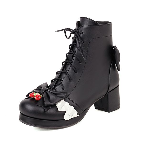lucyever lolita sweet bowknot boots women round toe zipper platform high heels ankel boots woman pu leather booties female shoes, Black
lucyever lolita sweet bowknot boots women round toe zipper platform high heels ankel boots woman pu leather booties female shoes, Black