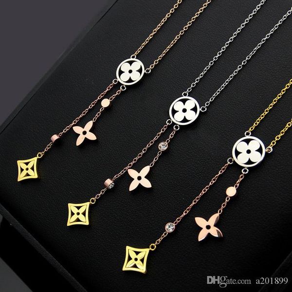 v letter cutout four-leaf flower tassel color necklace ladies three-color four-leaf clover necklace, Silver
v letter cutout four-leaf flower tassel color necklace ladies three-color four-leaf clover necklace, Silver