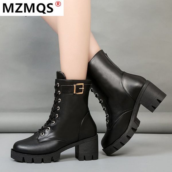 2020 winter women's boots fashion buckle lace-up warm boots round head mid-calf pu for women shoes mid heel botas mujer, Black
2020 winter women's boots fashion buckle lace-up warm boots round head mid-calf pu for women shoes mid heel botas mujer, Black