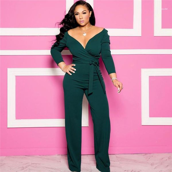 long sleeve with sashes autumn womens designer solid rompers v neck slim jumpsuits fashion womens, Black;white
long sleeve with sashes autumn womens designer solid rompers v neck slim jumpsuits fashion womens, Black;white