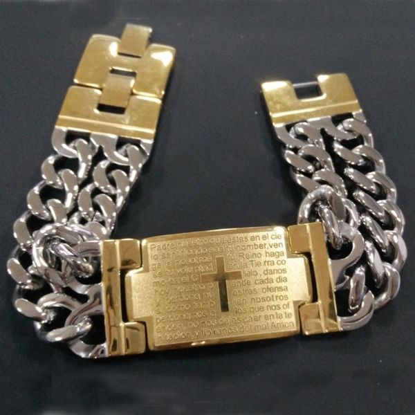 cool men's stainless steel double curb cuban link chain bracelet bangle cuff jewelry fashion bible cross id, Black
cool men's stainless steel double curb cuban link chain bracelet bangle cuff jewelry fashion bible cross id, Black