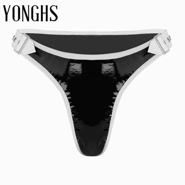 women lingerie underwear wetlook faux leather high cut panties adjustable waist buckles low rise bikini briefs underwear, Black;pink
women lingerie underwear wetlook faux leather high cut panties adjustable waist buckles low rise bikini briefs underwear, Black;pink