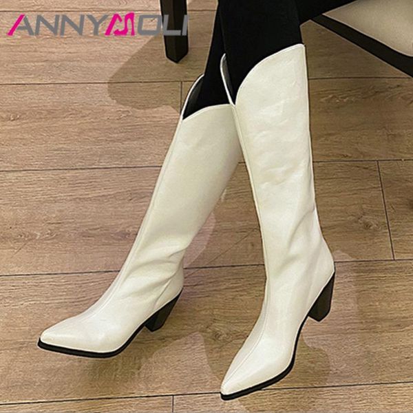 annymoli mid calf boots women shoes real leather high heel western boots pointed toe chunky heels female autumn winter 40, Black
annymoli mid calf boots women shoes real leather high heel western boots pointed toe chunky heels female autumn winter 40, Black