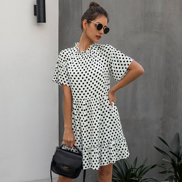 2020 new summer dot dress women casual cotton above knee ruffled high waist mini short sleeve dress, Black;gray
2020 new summer dot dress women casual cotton above knee ruffled high waist mini short sleeve dress, Black;gray