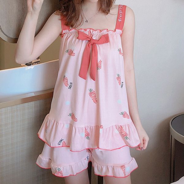 summer sleepwear set new sling shorts pajama set cute women's home wear print pyjamas 2020 new, Black;red
summer sleepwear set new sling shorts pajama set cute women's home wear print pyjamas 2020 new, Black;red