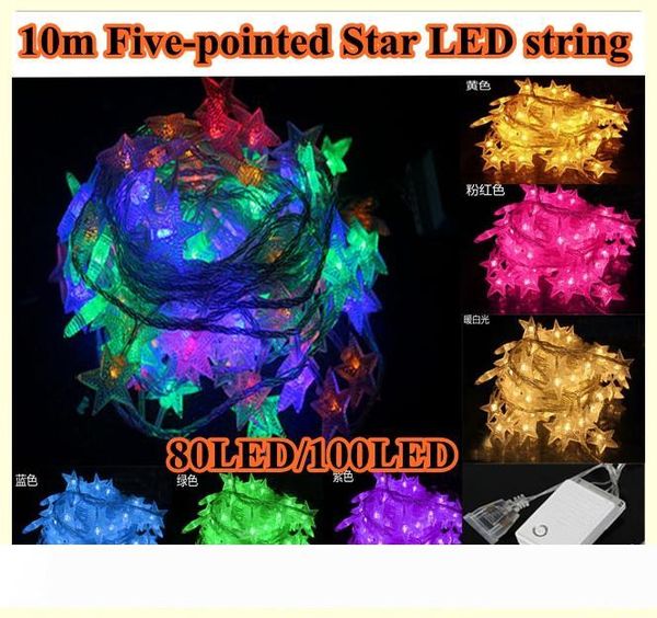 10M 80 100LED multi-colors String Five-pointed Star Christmas Decoration outdoor led String Lights US EU plug 110V 220V with tail plug
10M 80 100LED multi-colors String Five-pointed Star Christmas Decoration outdoor led String Lights US EU plug 110V 220V with tail plug