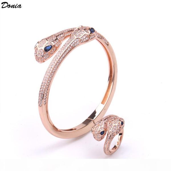 donia jewelry european and american fashion exaggeration blue eye double head snake inlaid zirconia bracelet ring set women's bracelet, Black
donia jewelry european and american fashion exaggeration blue eye double head snake inlaid zirconia bracelet ring set women's bracelet, Black