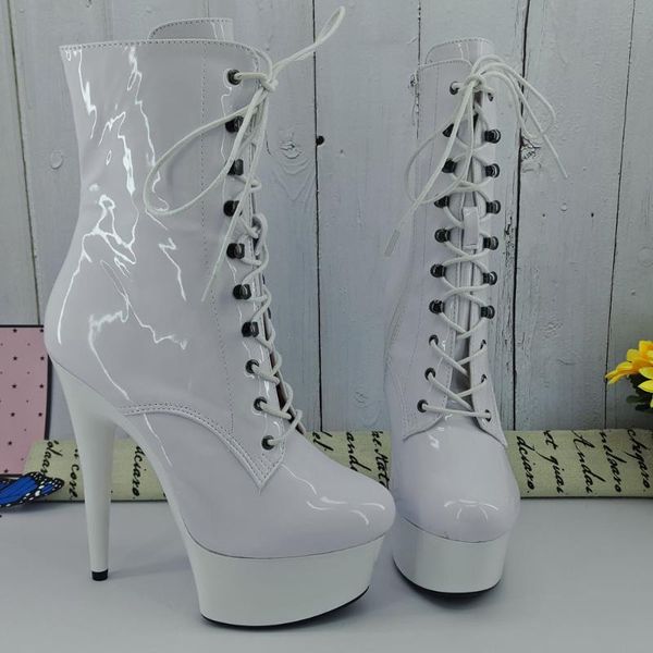 leecabe 15cm/6inches platform with shinny white upper high heel platform boots closed toe pole dance boot, Black 
leecabe 15cm/6inches platform with shinny white upper high heel platform boots closed toe pole dance boot, Black