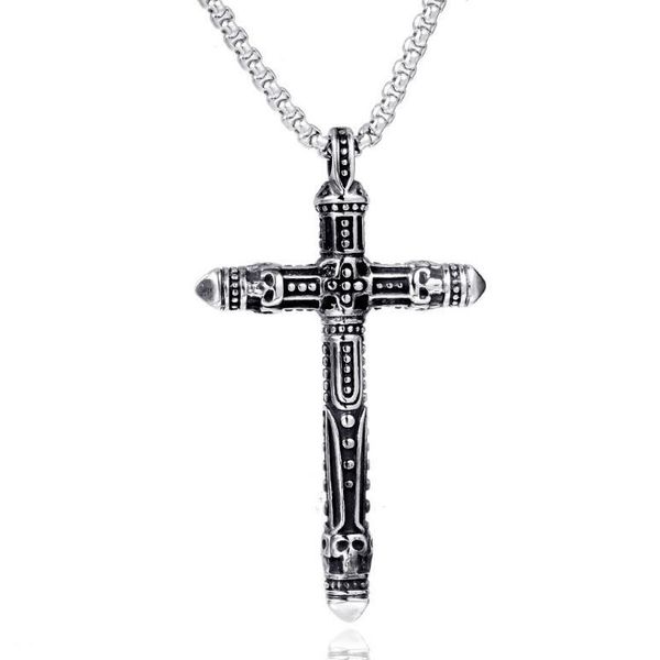 european and american hip-hop vintage titanium steel necklace stainless steel cross shelf pendant, Silver
european and american hip-hop vintage titanium steel necklace stainless steel cross shelf pendant, Silver