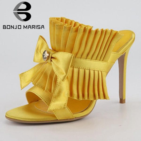 bonjomarisa new unique party dress pleated high thin heels mules women summer sweet butterfly-knot shoes woman, Black
bonjomarisa new unique party dress pleated high thin heels mules women summer sweet butterfly-knot shoes woman, Black