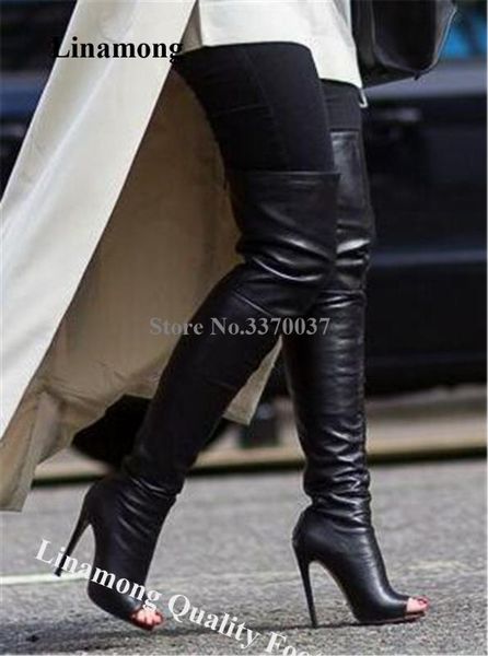 women elegant fashion peep toe black leather over knee stiletto heel boots back zipper-up slim long high heel boots evening shoe
women elegant fashion peep toe black leather over knee stiletto heel boots back zipper-up slim long high heel boots evening shoe