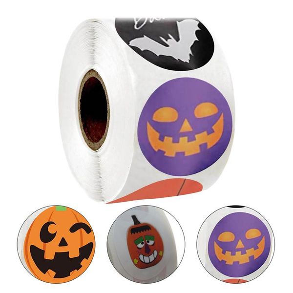 gift wrap 3 roll halloween box packaging stickers seal round adhesive sticker decorative party supplies