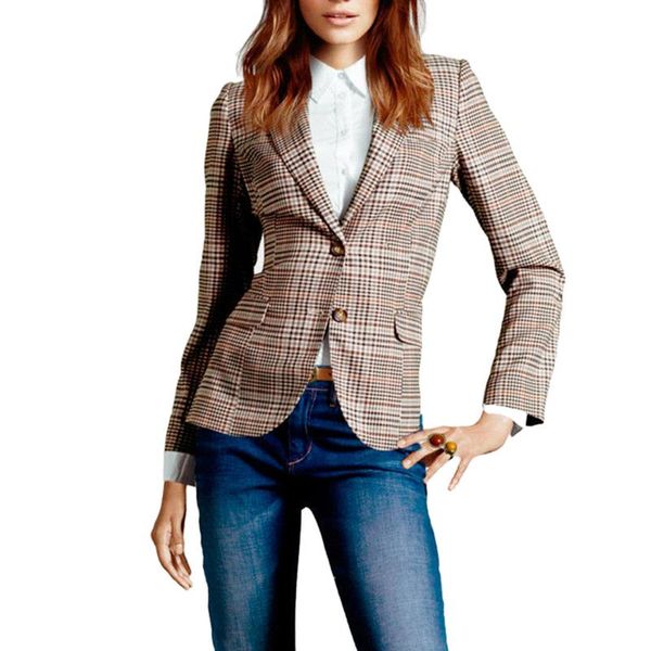 new autumn vintage plaid blazer coat women long sleeve double breast pocket suit blazer winter slim outerwear female 2020, White;black
new autumn vintage plaid blazer coat women long sleeve double breast pocket suit blazer winter slim outerwear female 2020, White;black