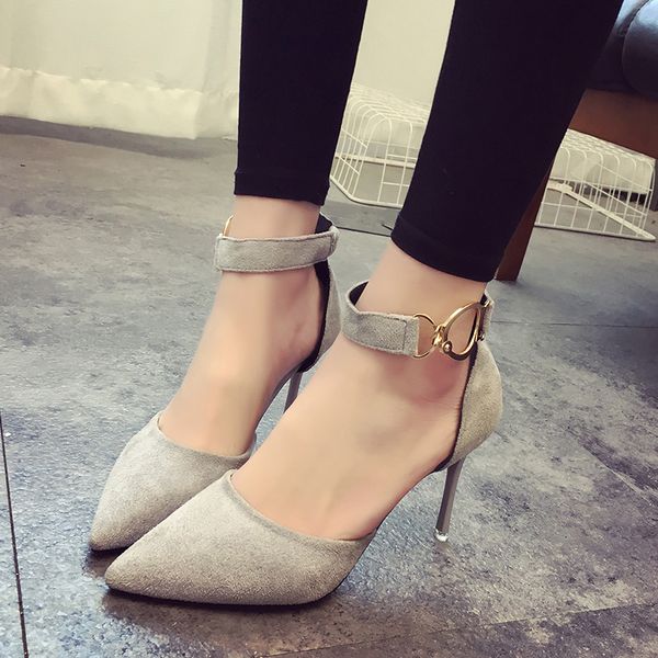womens spring korean-style suede pointed toe shallow-mouth thin heeled high heels baotou a- line buckle strap all-match sandals, Black
womens spring korean-style suede pointed toe shallow-mouth thin heeled high heels baotou a- line buckle strap all-match sandals, Black