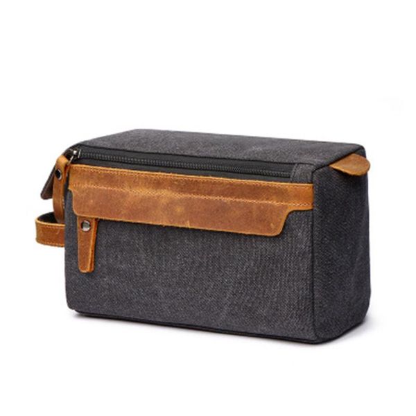 men travel toiletry bag canvas leather makeup shaving storage pouch with side handle grip -mx8
men travel toiletry bag canvas leather makeup shaving storage pouch with side handle grip -mx8