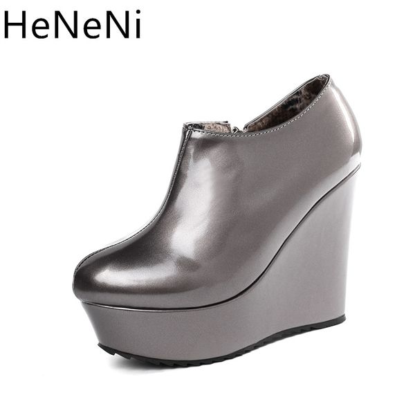 new autumn winter ankle boots women short boots round toe wedges platform 12cm heels ladies shoes bota feminina 32 33, Black
new autumn winter ankle boots women short boots round toe wedges platform 12cm heels ladies shoes bota feminina 32 33, Black