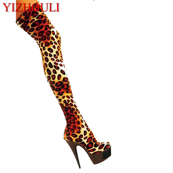 boots fashion 15cm leopard print leather high heels 6 inch platform women over knee thigh, Black
boots fashion 15cm leopard print leather high heels 6 inch platform women over knee thigh, Black