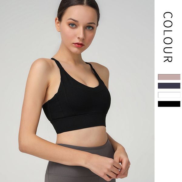 new women yoga bras non detachable breast pad fitness running bra women's shockproof sports vest sports wear for women gym, White;black 
new women yoga bras non detachable breast pad fitness running bra women's shockproof sports vest sports wear for women gym, White;black