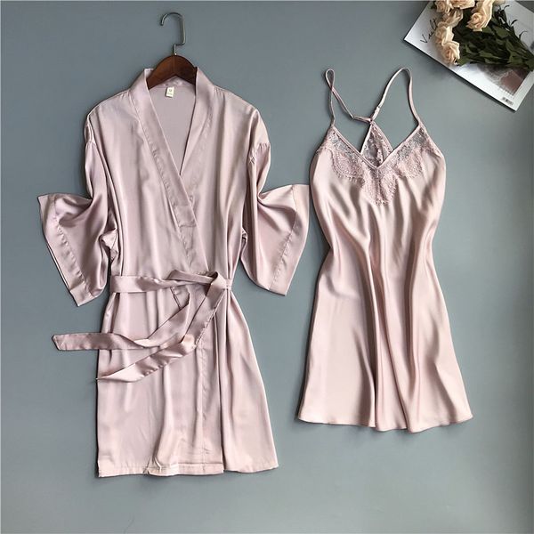 women's sleepwear 2021 spring summer women satin robe & gown sets lace sleep lounge sleeveless sil nightwear bathrobe+night dress chest, Black;red
women's sleepwear 2021 spring summer women satin robe & gown sets lace sleep lounge sleeveless sil nightwear bathrobe+night dress chest, Black;red