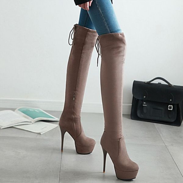 new spring fashion women boots platform high heels over the knee boots black flock ladies shoes woman thigh high
new spring fashion women boots platform high heels over the knee boots black flock ladies shoes woman thigh high