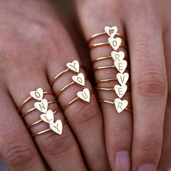 cluster rings hand stamped tiny heart a-z 26 letters size 8 finger for women gold color fashion jewelry kcr249, Golden;silver
cluster rings hand stamped tiny heart a-z 26 letters size 8 finger for women gold color fashion jewelry kcr249, Golden;silver