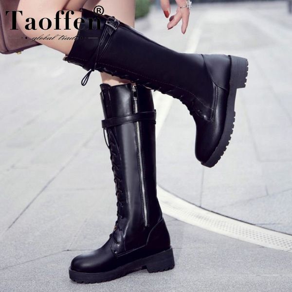 taoffen women motorcycle boots pu leather ladies brand black boots chunky heels winter shoes woman warm size 34-43
taoffen women motorcycle boots pu leather ladies brand black boots chunky heels winter shoes woman warm size 34-43