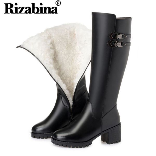 rizabina real leather women knee high boots round toe side zipper thick heels shoes winter plush warm women footwear size 35-43, Black
rizabina real leather women knee high boots round toe side zipper thick heels shoes winter plush warm women footwear size 35-43, Black
