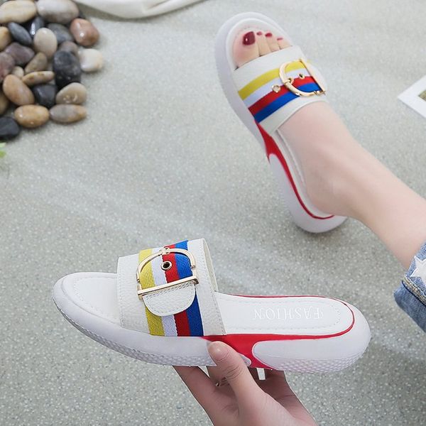 2020 women color match belt buckle slipper women's summer daily outdoor sandals metal flat heel sandals womens flip flops, Black
2020 women color match belt buckle slipper women's summer daily outdoor sandals metal flat heel sandals womens flip flops, Black