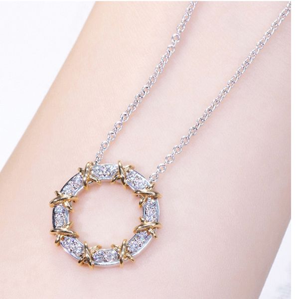 new necklace t s925 sterling silvers round shape pendant x cross necklaces lady high-end jewelry logo birthday gift&original bag, Silver
new necklace t s925 sterling silvers round shape pendant x cross necklaces lady high-end jewelry logo birthday gift&original bag, Silver