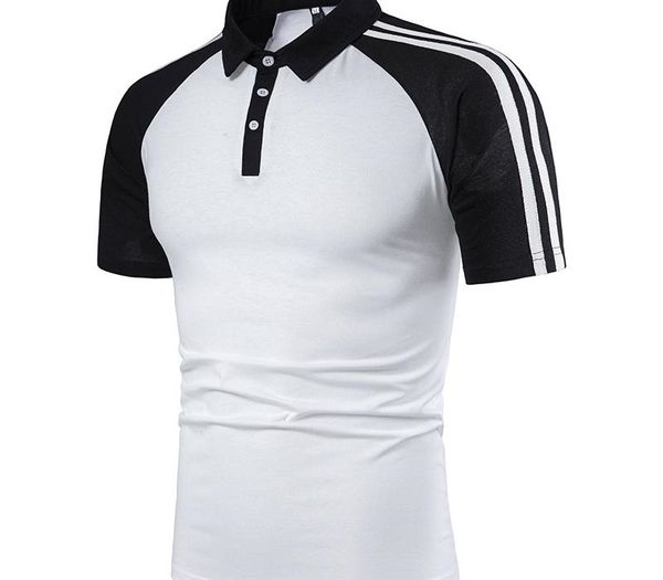 mens stripe colorblock polo shirt short sleeve lapel neck casual polos male slim fit tees, White;black
mens stripe colorblock polo shirt short sleeve lapel neck casual polos male slim fit tees, White;black
