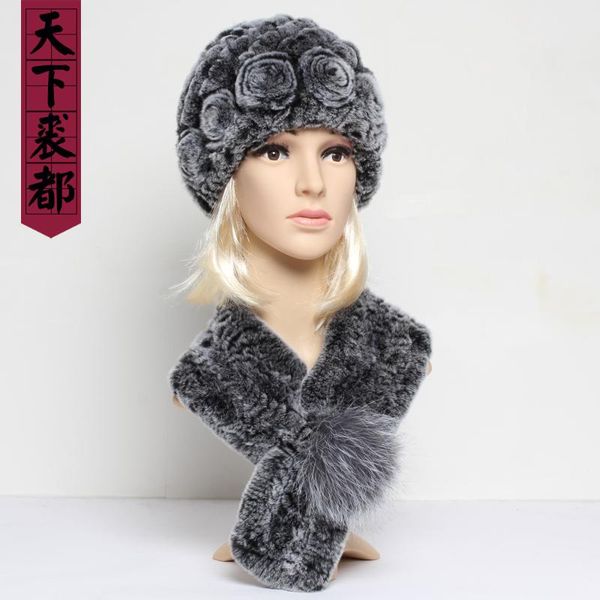 winter knitted real rex fur hats scarves sets lady warm real fur scarf hat set good elastic 100% natural muffles, Blue;gray
winter knitted real rex fur hats scarves sets lady warm real fur scarf hat set good elastic 100% natural muffles, Blue;gray