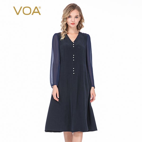 voa heavyweight silk 30mm navy color deep v-neck fashion ding zhu kou georgette long sleeve crisp retro dress ae230, Black;gray
voa heavyweight silk 30mm navy color deep v-neck fashion ding zhu kou georgette long sleeve crisp retro dress ae230, Black;gray